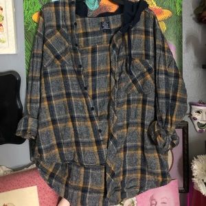 🎀🎀Black jack plaid flannel with hoodie